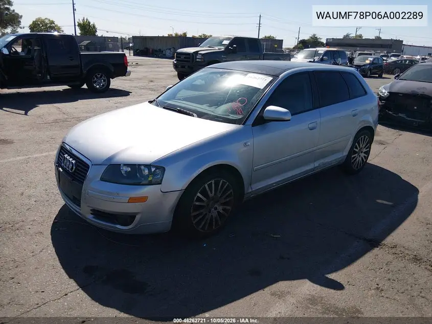 2006 AUDI A3 VIN WAUMF78P06A002289 — фото 2