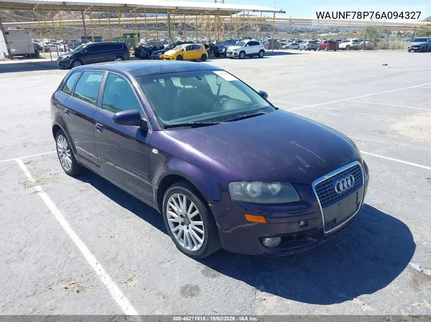 AUDI A3 2006, VIN WAUNF78P76A094327