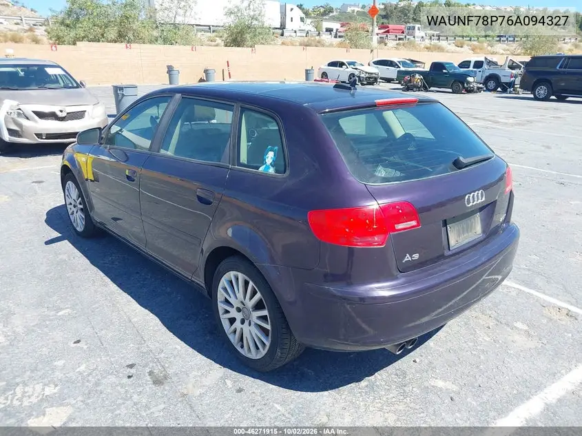 2006 AUDI A3 VIN WAUNF78P76A094327 — фото 3