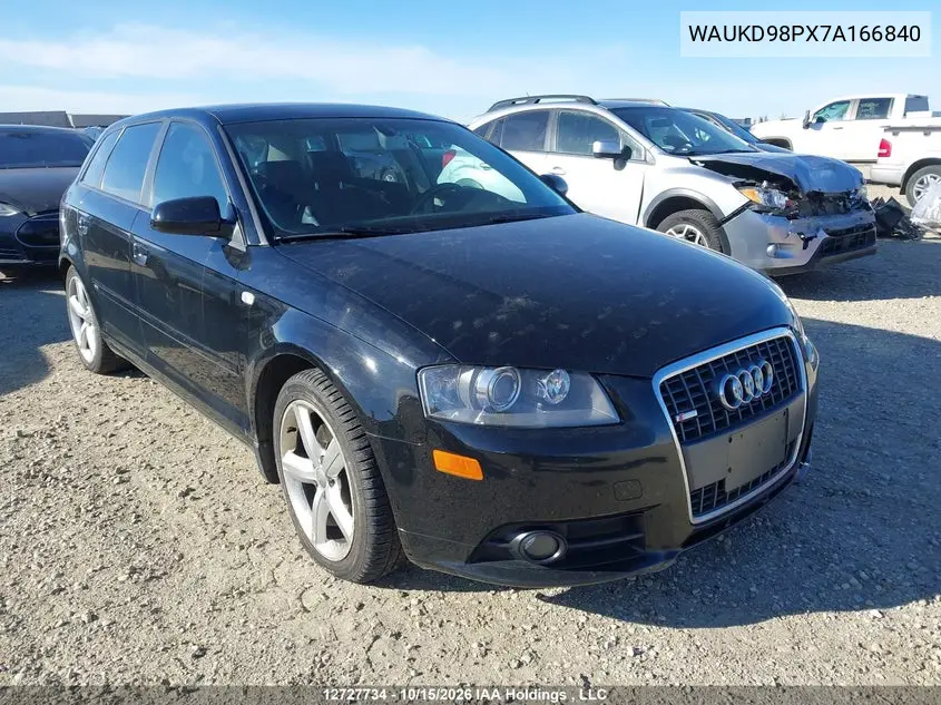 AUDI A3 2007, VIN WAUKD98PX7A166840