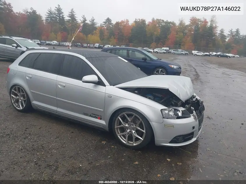 AUDI A3 2007, VIN WAUKD78P27A146022
