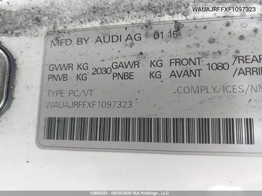 2015 AUDI A3 VIN WAUAJRFFXF1097323 — фото 17