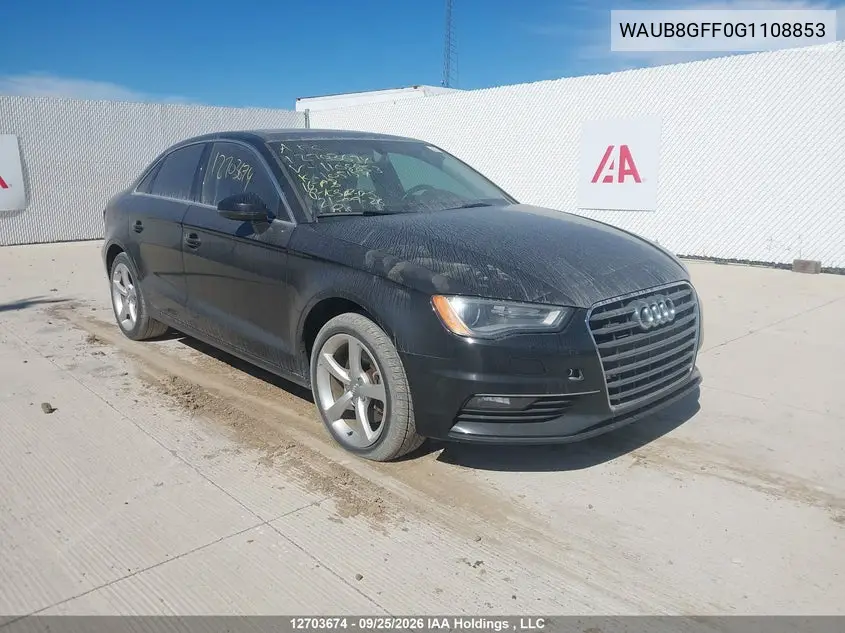 AUDI A3 2016, VIN WAUB8GFF0G1108853
