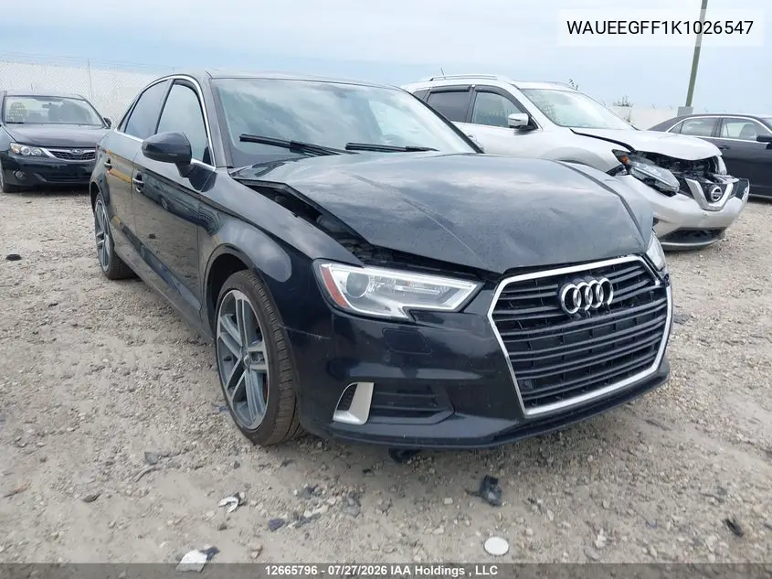 AUDI A3 2019, VIN WAUEEGFF1K1026547