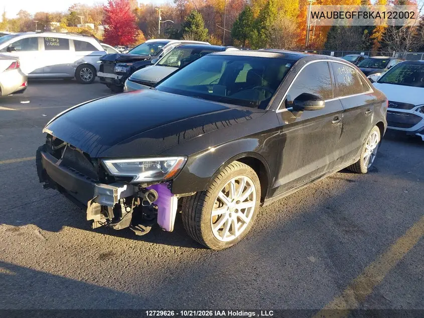 2019 AUDI A3 VIN WAUBEGFF8KA122002 — фото 2
