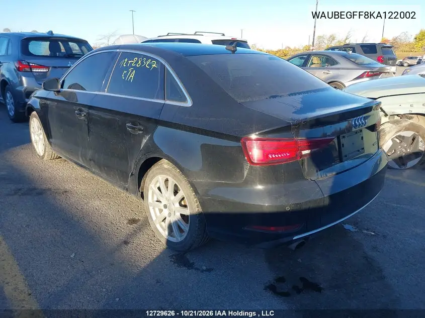 2019 AUDI A3 VIN WAUBEGFF8KA122002 — фото 3