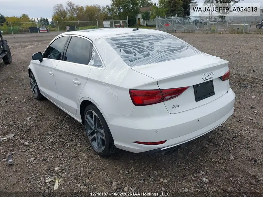 2020 AUDI A3 VIN WAUAUGFF9LA054518 — фото 3