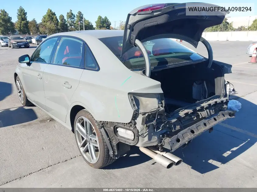 2020 AUDI A3 VIN WAUAUGFF2LA098294 — фото 3