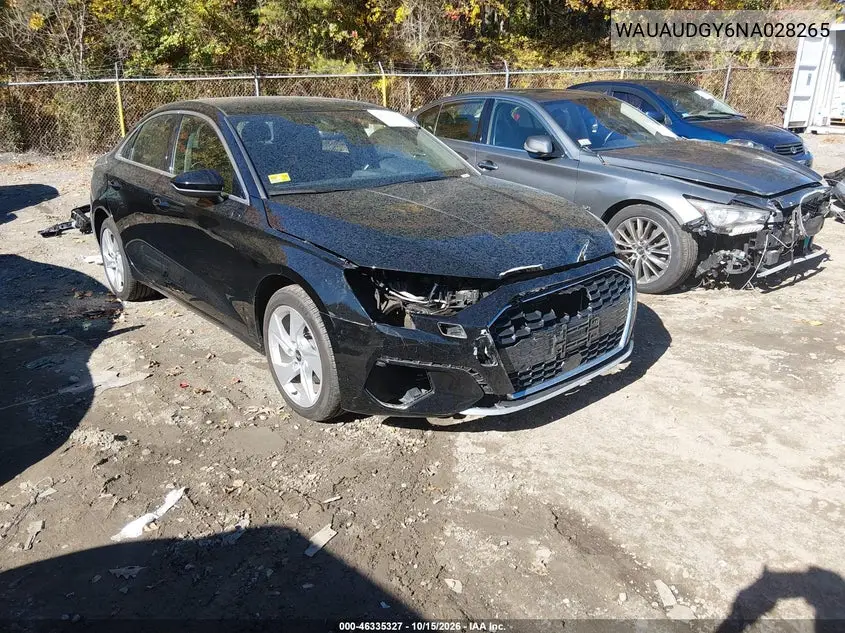 AUDI A3 2022, VIN WAUAUDGY6NA028265