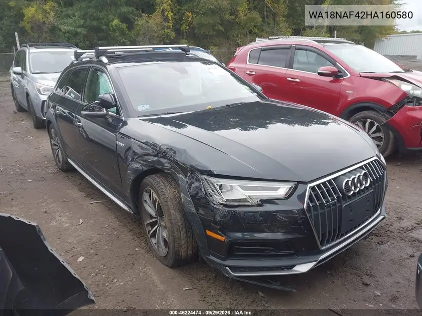 AUDI A4 ALLROAD 2017, VIN WA18NAF42HA160580