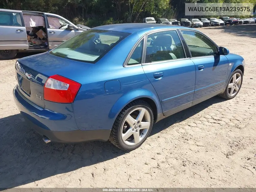 AUDI A4 2003, VIN WAULC68E13A239575