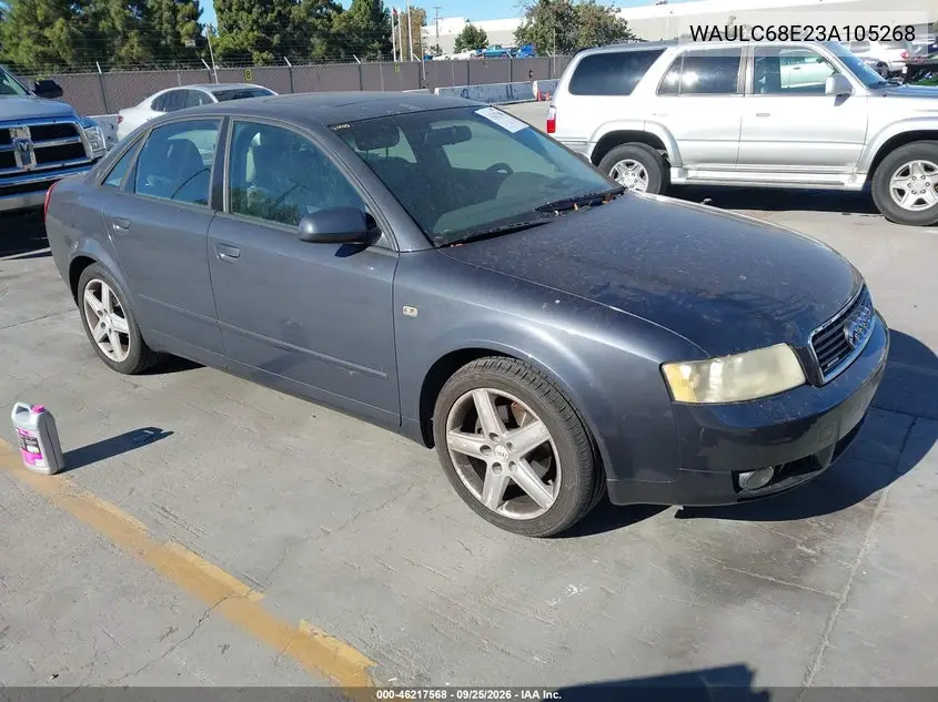 AUDI A4 2003, VIN WAULC68E23A105268