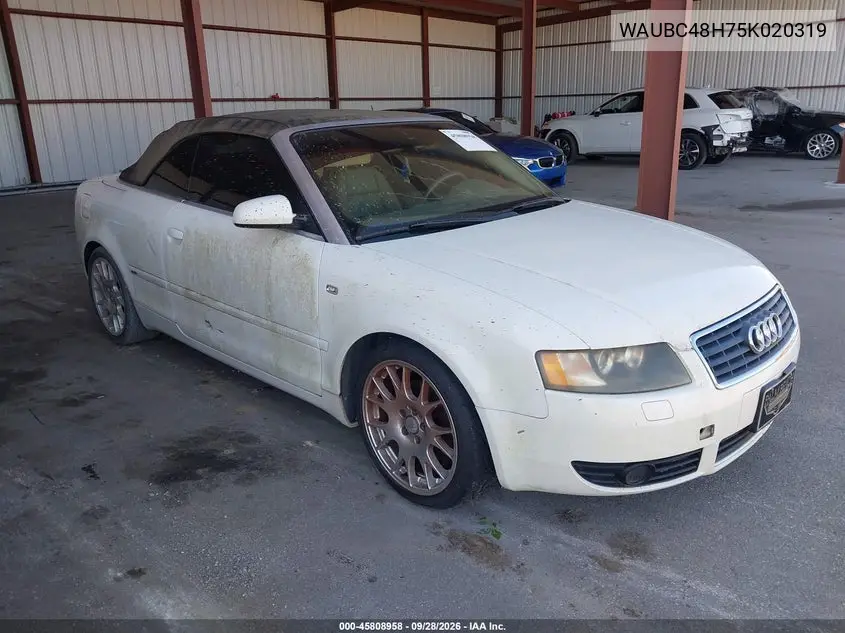 AUDI A4 2005, VIN WAUBC48H75K020319