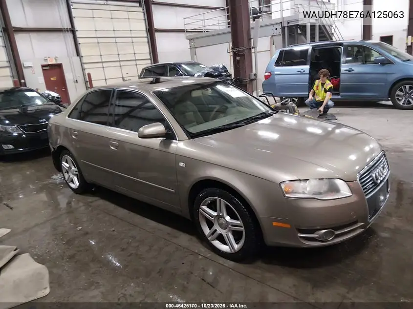 AUDI A4 2006, VIN WAUDH78E76A125063