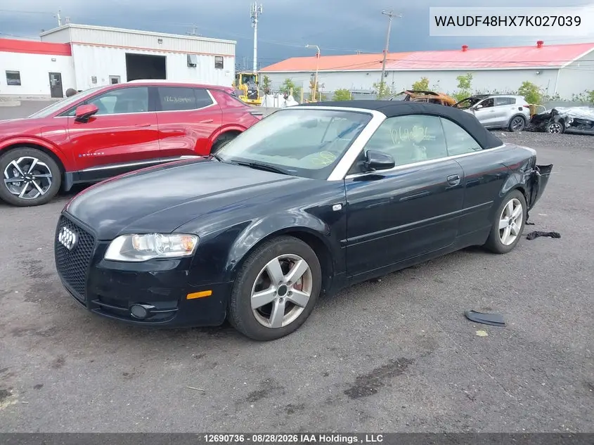 2007 AUDI A4 VIN WAUDF48HX7K027039 — фото 2