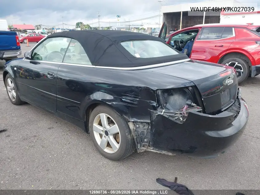 2007 AUDI A4 VIN WAUDF48HX7K027039 — фото 3