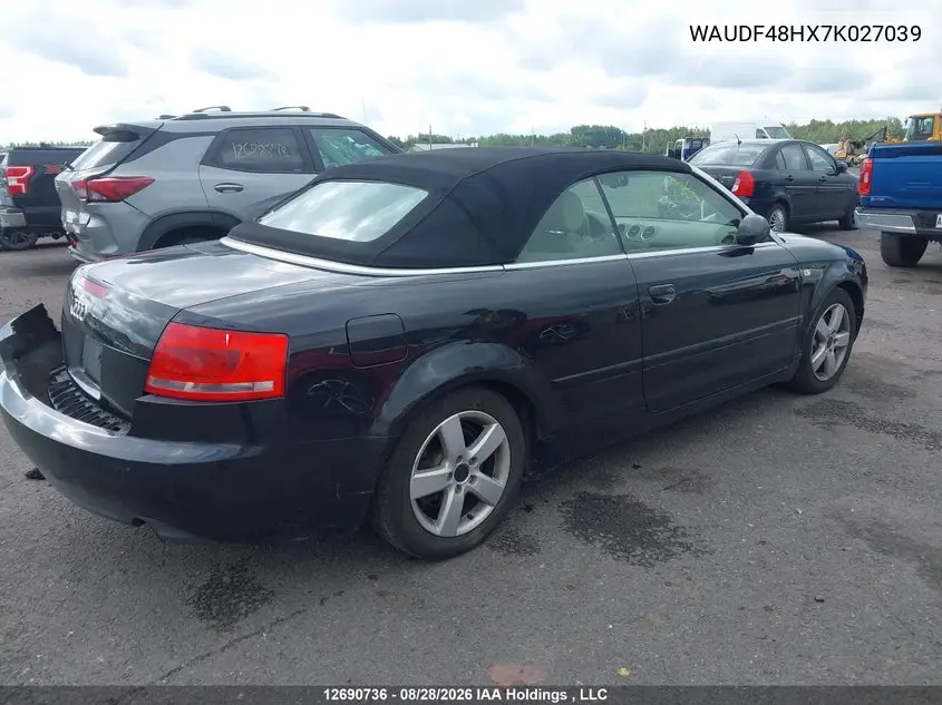 2007 AUDI A4 VIN WAUDF48HX7K027039 — фото 4