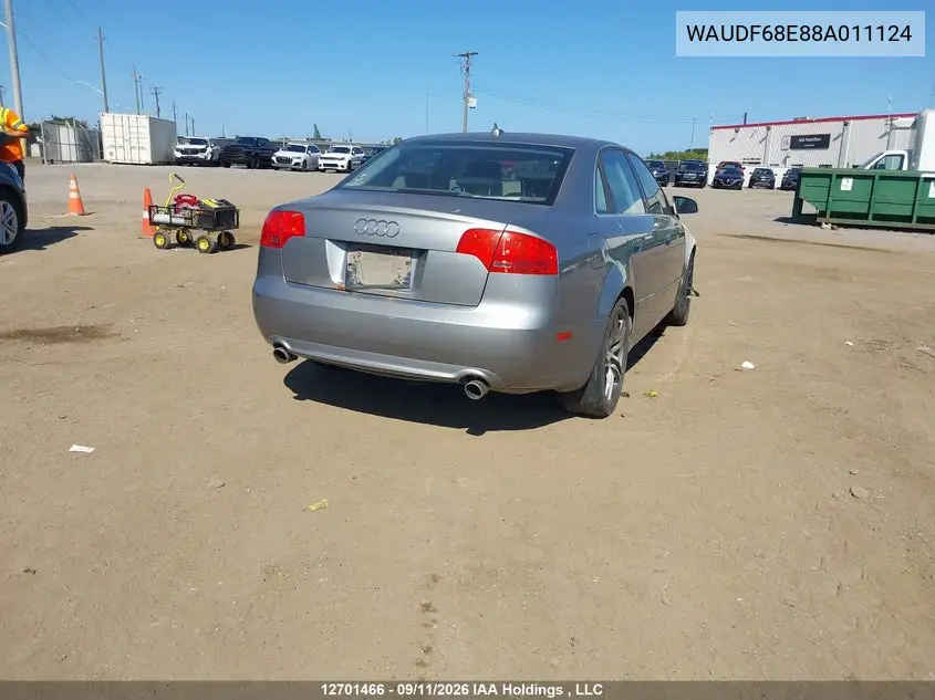 2008 AUDI A4 VIN WAUDF68E88A011124 — фото 4