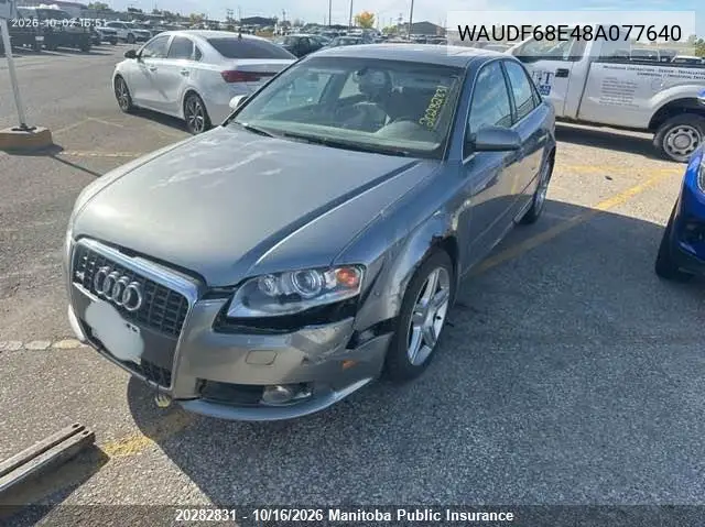 2008 AUDI A4 VIN WAUDF68E48A077640 — фото 2