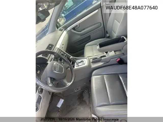 2008 AUDI A4 VIN WAUDF68E48A077640 — фото 5