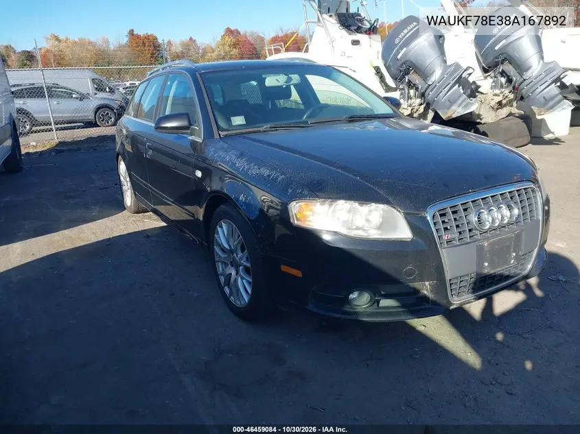 AUDI A4 2008, VIN WAUKF78E38A167892