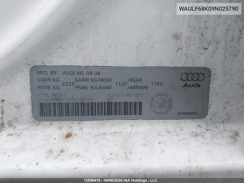 2009 AUDI A4 VIN WAULF68K09N025790 — фото 21