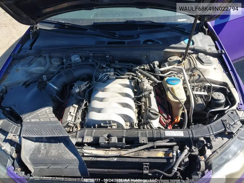 2009 AUDI A4 VIN WAULF68K49N022794 — фото 10
