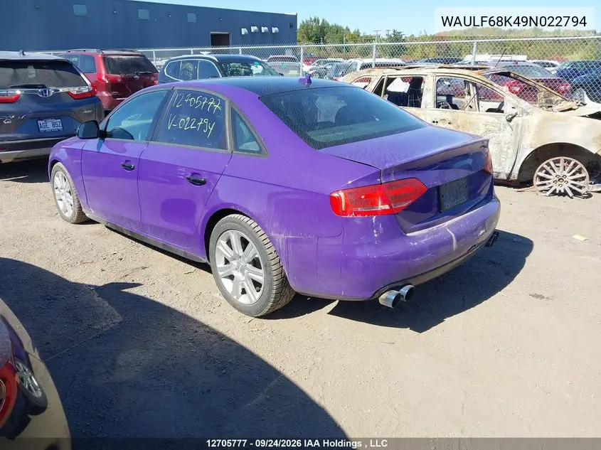 2009 AUDI A4 VIN WAULF68K49N022794 — фото 3
