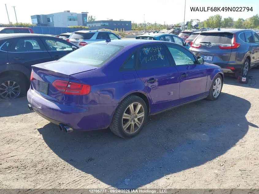 2009 AUDI A4 VIN WAULF68K49N022794 — фото 4
