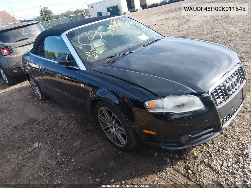 AUDI A4 2009, VIN WAUDF48H09K011645