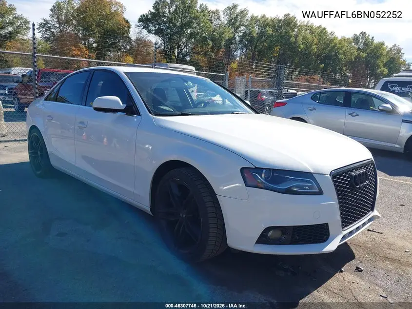 AUDI A4 2011, VIN WAUFFAFL6BN052252