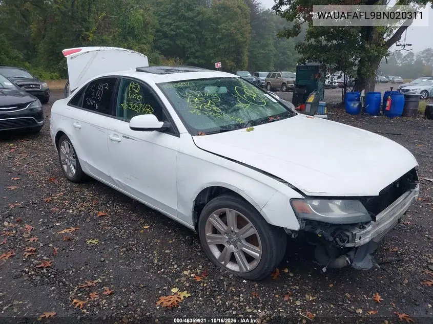 AUDI A4 2011, VIN WAUAFAFL9BN020311