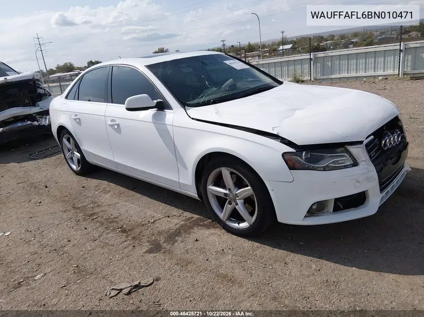 AUDI A4 2011, VIN WAUFFAFL6BN010471