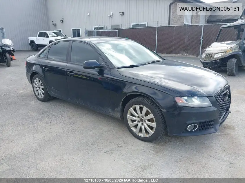 AUDI A4 2012, VIN WAUDFCFL6CN005131