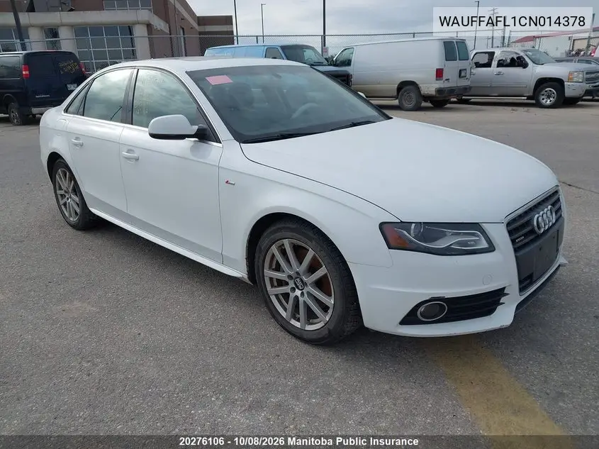 AUDI A4 2012, VIN WAUFFAFL1CN014378