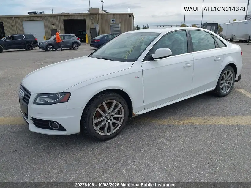2012 AUDI A4 VIN WAUFFAFL1CN014378 — фото 2