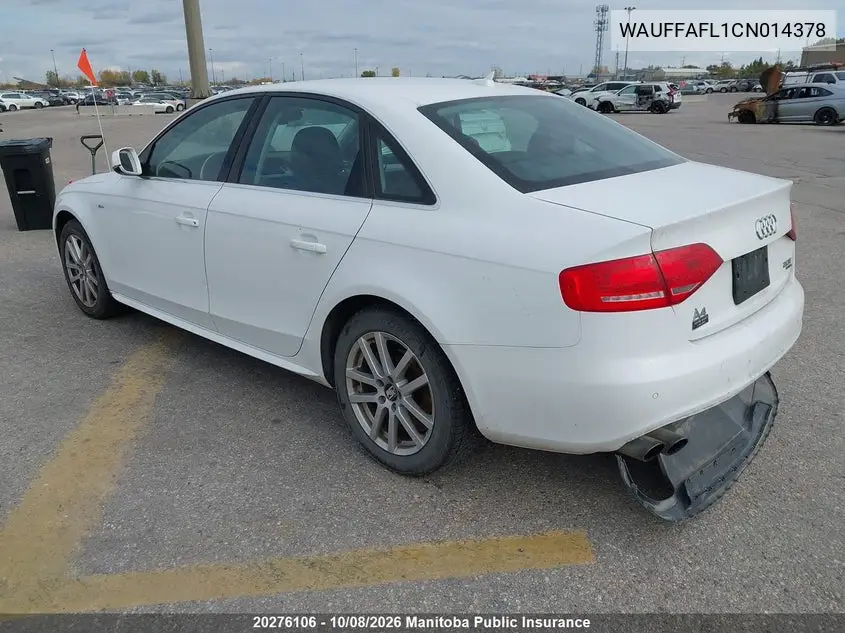 2012 AUDI A4 VIN WAUFFAFL1CN014378 — фото 3