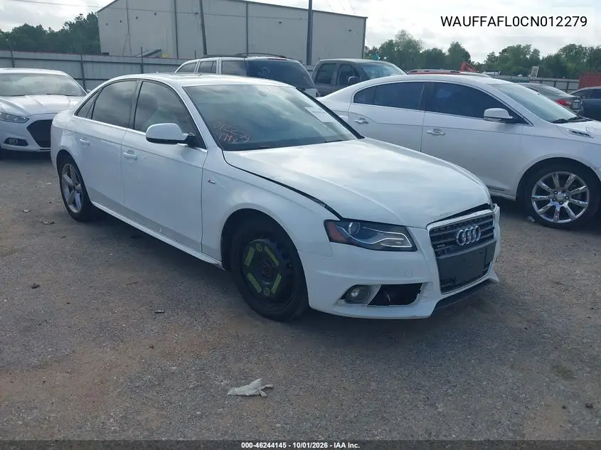 AUDI A4 2012, VIN WAUFFAFL0CN012279