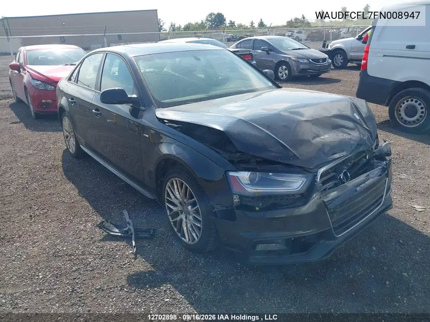 AUDI A4 2015, VIN WAUDFCFL7FN008947