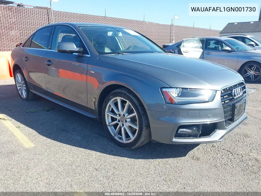 AUDI A4 2016, VIN WAUAFAFL1GN001730