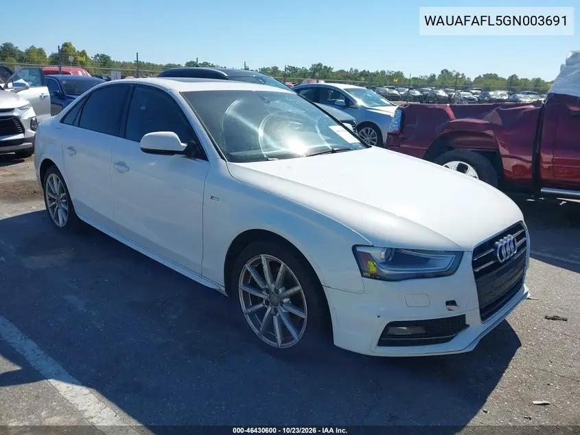 AUDI A4 2016, VIN WAUAFAFL5GN003691