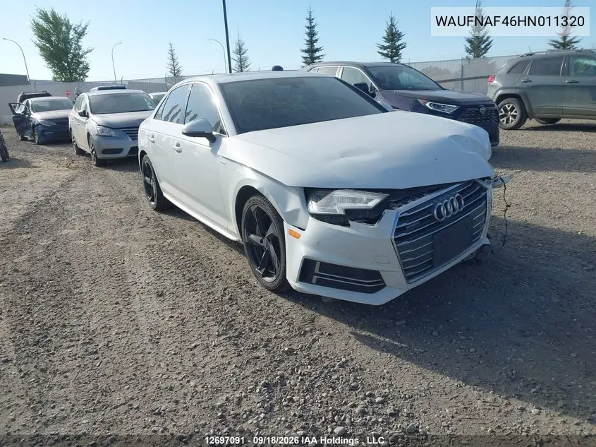 AUDI A4 2017, VIN WAUFNAF46HN011320