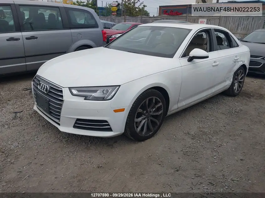 2017 AUDI A4 VIN WAUBNAF48HN022253 — фото 2