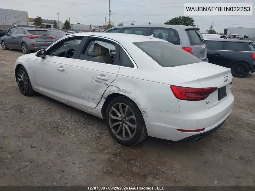2017 AUDI A4 VIN WAUBNAF48HN022253 — фото 3