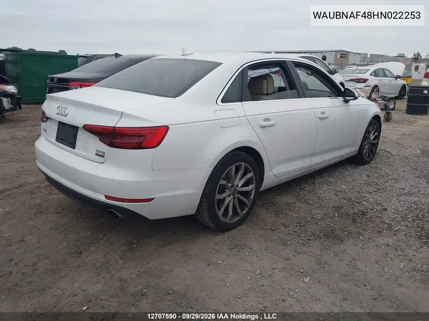 2017 AUDI A4 VIN WAUBNAF48HN022253 — фото 4