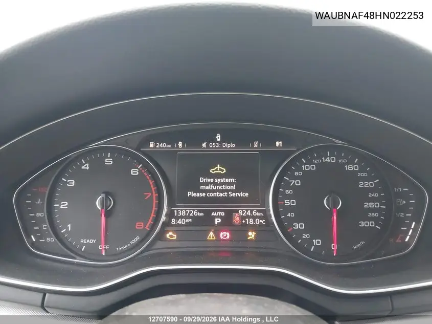 2017 AUDI A4 VIN WAUBNAF48HN022253 — фото 7