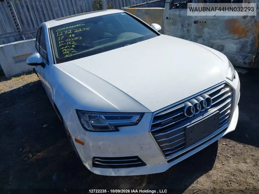 AUDI A4 2017, VIN WAUBNAF44HN032293