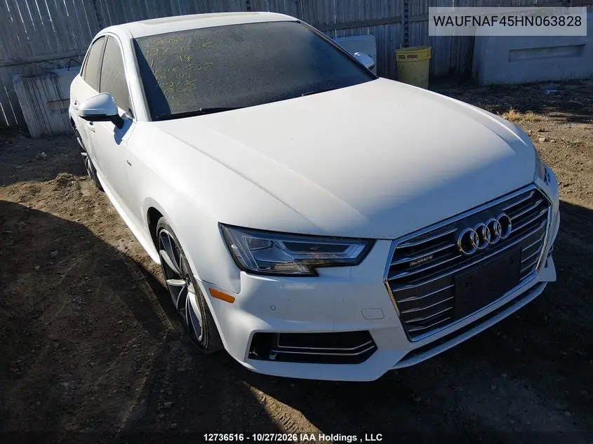 AUDI A4 2017, VIN WAUFNAF45HN063828