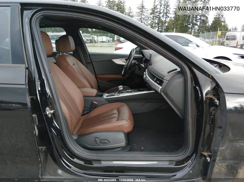 AUDI A4 2017, VIN WAUANAF41HN033770