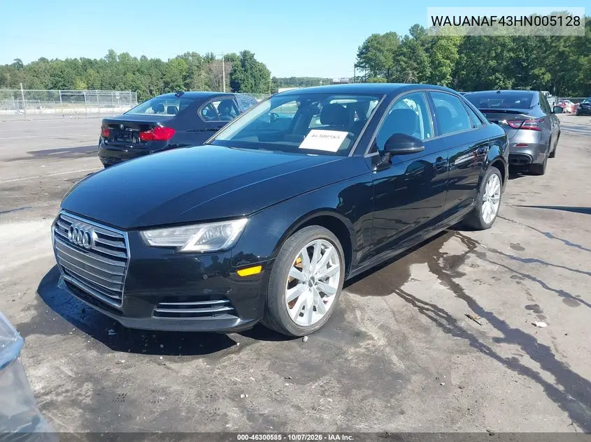 2017 AUDI A4 VIN WAUANAF43HN005128 — фото 2
